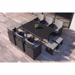 Concept Usine Florida ensemble de meubles de jardin Noir, Gris