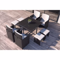 Concept Usine Florida ensemble de meubles de jardin Noir, Blanc