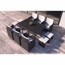 Concept Usine Florida ensemble de meubles de jardin Noir, Blanc