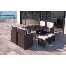 Concept Usine Florida ensemble de meubles de jardin Marron, Blanc