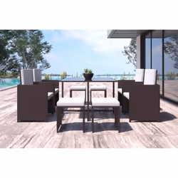 Concept Usine Florida ensemble de meubles de jardin Marron, Blanc