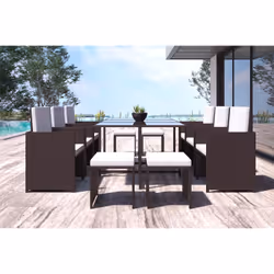Concept Usine Florida ensemble de meubles de jardin Marron, Blanc