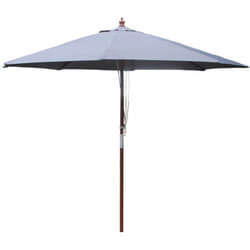 Napoli - Parasol circulaire droit 2.7m gris en bois