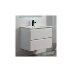 Meuble de salle de bain 2 Tiroirs - Blanc - Vasque - 90x46 cm - City