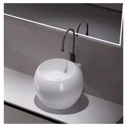 Magnifique vasque pour salle de bain totem ou à suspendre en céramique blanc brillant. Profond de 50 cm, le lavabo trouvera s ...