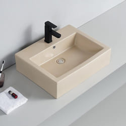 Vasque pour salle de bain ou à Suspendre Rectangle Céramique Beige 57x45cm Square