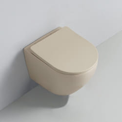 Wc Suspendu Ovale avec Abattant Céramique Beige mat 49x36 cm - Cort