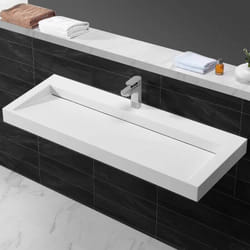 Lavabo suspendu rectangle Percé Solid surface Blanc mat 120x45cm Urban