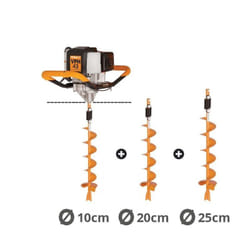 Tarière thermique 43cc 2 temps Villager VPH 43 avec vrilles 10 20 et 25cm