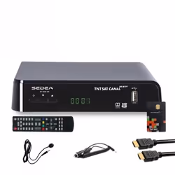SEDEA RÉCEPTEUR SATELLITE + CARTE TNTSAT V6 + CÂBLE HDMI + CÂBLE 12V + DÉPORT IR