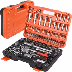Coffret De Douilles à chocs CompactMallette à Outils108 PCSClés à Cliquet 1-2+1-4 (72 Dents) de Dégagement10-32mmpour
