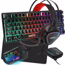 Pack Pro Gamer AMSTRAD LEGENDS 6 pièces: Clavier Souris tapis casque et convertisseur USB spécial pour NINTENDO SWITCH