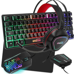 Pack Pro Gamer AMSTRAD LEGENDS 6 pièces: Clavier Souris tapis casque et convertisseur USB spécial pour XBOX ONE