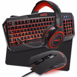 Pack Pro Gamer spécial PS4 AMSTRAD REDEMPTION 5 pièces: Clavier Souris & tapis Casque & adaptateur. Retro-éclairage rouge. US ...