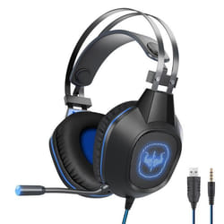 Casque gamer OVLENG GT64 bleu avec micro et retro éclairage LED pour PC & consoles - Haut-parleur 40mm - Contrôle du volume