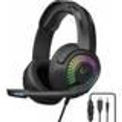 Casque gamer OVLENG GT67 noir avec micro et retro éclairage LED pour PC & consoles - Haut-parleur 40mm - Contrôle du volume