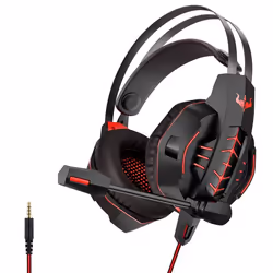 Casque gamer OVLENG OV-P20 rouge avec micro - Haut-parleur 40mm - Contrôle du volume - Pour PC Mac & consoles