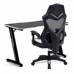 Amstrad Pack Bureau DESK120Z-WHITE & Fauteuil AMS-309-WH - Finition blanc - Largeur 1m20 - Style carbone