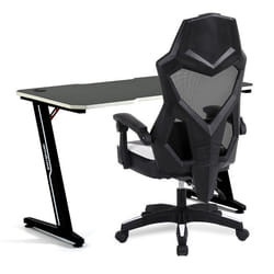Amstrad Pack Bureau DESK120Z-WHITE & Fauteuil AMS-309-WH - Finition blanc - Largeur 1m20 - Style carbone