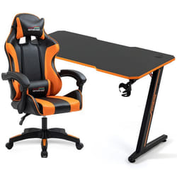 Amstrad Pack Bureau DESK120Z-ORANGE &  Fauteuil AMS-800-ORANGE - Finition orange - Largeur 1m20 - Style carbone