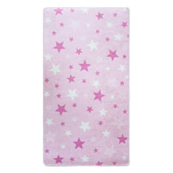 Tapis chambre enfant 100x150 cm Polyester Etoile Rose