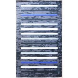Tapis de salon 80x150 cm Polyester Rayures Noir