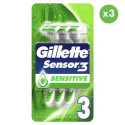 3x3 Rasoirs Jetables Sensor3 Peaux Sensibles, Gillette