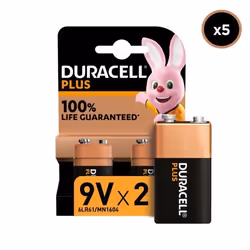 5x2 Piles Duracell Plus 9V