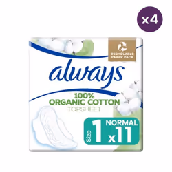 4x11 Serviettes Hygiéniques Always Cotton Protection Normal