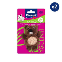 2 Peluches pour Chat avec herbe à chat et cordage - Souris ou Castor (aléatoire) - Vitakraft
