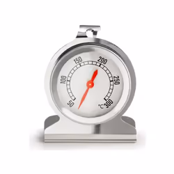 Thermomètre de four inox - Donne la température du four de 50 à 300 degrès - Dispose d'un support et d'un crochet afin de le  ...