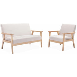 Alice's Garden - Banquette et fauteuil 3 places en bois et tissu. Isak. l 114 x p 69.5 x h 73cm Polyester Beige