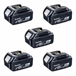 Lot de 5 batteries Makita 18 V Li-Ion de 3,0 Ah - BL1830BX5 Atteint sa p leine charge en 30 minutes ou moins. Compatible uniq ...
