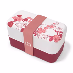 MONBENTO - Bento box - Lunch Box 2 Compartiments - Idéal pour Travail/Ecole - Made In France - MB Original graphic Magnolia