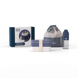 MONBENTO - Coffret cadeau Lunch box avec Bento Box MB Original et accessoires bleu Natural