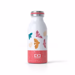 MONBENTO - Bouteille Isotherme Enfant - Gourde Inox Isotherme 350ml - Garde au Chaud/Froid - MB Cooly rose Birds