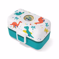 MONBENTO - Lunch Box Enfant - Boîte Repas et/ou Goûter 3 Compartiments - Idéal Ecole/Parc - Sans BPA - MB Tresor bleu Dino