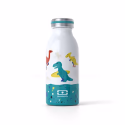 MONBENTO - Bouteille Isotherme Enfant - Gourde Inox Isotherme 350ml - Garde au Chaud/Froid - MB Cooly bleu Dino