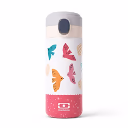 MONBENTO - Gourde Isotherme - Petite Gourde Hermétique 360ml - Garde au Chaud/Froid jusquà 12h - MB Pop rose Birds