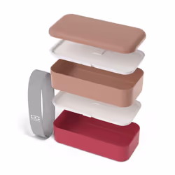 MONBENTO - Bento box - Lunch Box 2 Compartiments - Idéal pour Travail/Ecole - Made In France - MB Original Rose Moka / Rose