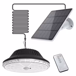 Lampe solaire à suspendre EZICLEAN Solar Roof Noir - LED - Détecteur de mouvement - 3W - Extérieur