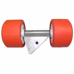 Ensemble 2 Galets Rouges Ø120 mm avec Support en V – Remorque & Camping-Car