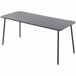 Apportez une touche moderne à votre espace extérieur avec la table Bergame en acier, conçue pour accueillir jusqu'à 6 convive ...