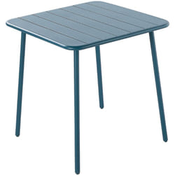 Bergame - Table de jardin carrée en acier bleu 4 places