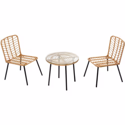 Avec sa table basse et ses deux chaises assorties, cet ensemble offre un coin cosy pour vos moments de détente en extérieur.  ...