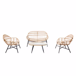 Salon de jardin 4 places canapé + fauteuils gris foncé EVORA, Concept Usine