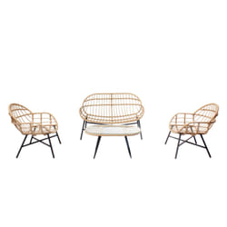 Salon de jardin 4 places canapé + fauteuils gris foncé EVORA, Concept Usine