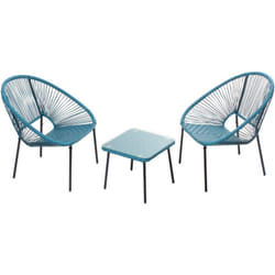 Acapulco - Set de 2 fauteuils + table basse bleu