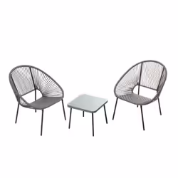 Set de 2 fauteuils + table basse gris foncé ACAPULCO, Concept Usine