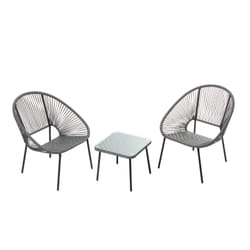 Set de 2 fauteuils + table basse gris foncé ACAPULCO, Concept Usine